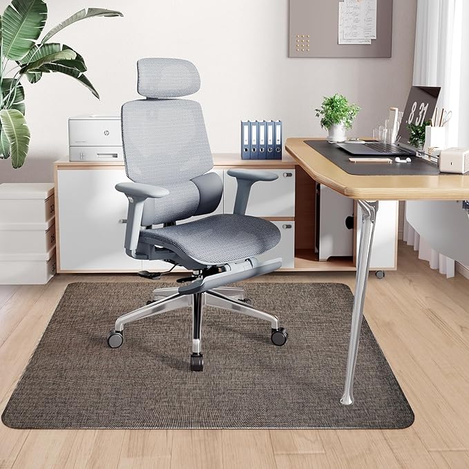 Sycoodeal Office Chair Mat for Hardwood & Tile Floor,Computer Gaming Chair Mat for Rolling Chairs Non-Curve, Anti-Slip, Heavy Duty Floor Protector for Home Office,Dark Coffee (40" x 55")