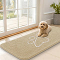 OLANLY Dog Door Mat for Muddy Paws 47x20, Paw Print Design, Absorbs Moisture and Dirt, Absorbent Non-Slip Washable Doormat, Quick Dry Chenille Mud Mat for Dogs, Entry Indoor Entryway Carpet, Beige