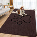 Smiry Dog Door Mat for Muddy Paws, Absorbent Dirt Trapper Non Slip Quick Dry Washable Chenille Mat for Mud Dogs, Entry Rug for Indoor and Outdoor (71x46 Inches, Brown and Black)