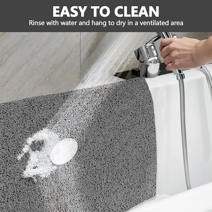 Shower Mat Non Slip: 32 x 24 Inch Extra Large Loofah Shower Mats for Inside Shower - Anti Slip Shower Stall Matt with Drain Hole in Middle