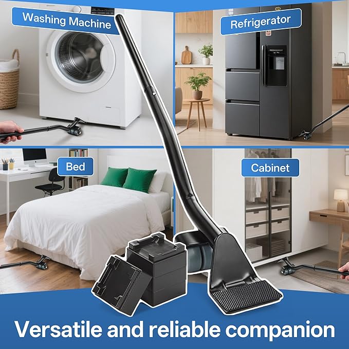 Furniture Lifter Tool Set – Save 80% Effort – Lifts up to 400 lbs – Heavy-Duty Steel Lever with 4 Plastic Base Pads, Ideal for Moving Sofas, Appliances, Furniture Jack Lifter Tool (25 in)