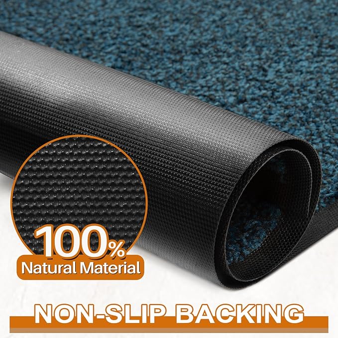 Mibao Front Door Mat Indoor Entrance, 48" x 24", Dirt Trapper Welcome Mat for Outdoor Indoor, Non-Slip Waterproof Doormat, Durable Machine Washable Low Profile Entry Rug for Back Door Outside,Grey