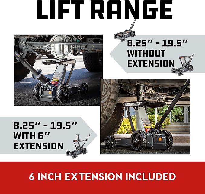 Powerbuilt Big Wheel Triple Lift Garage Jack, 3000 Pound Off Road Lift, Truck, Car, Motorcycle 1.5 Ton Capacity, 620613ECE