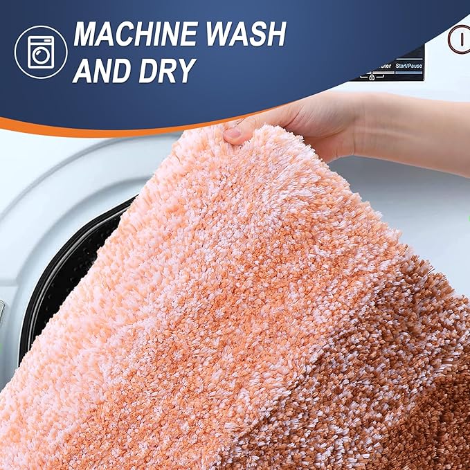 OLANLY Large Bathroom Rugs Mat 40x24, Extra Soft Absorbent Microfiber Bath Rugs, Rubber Backing, Quick Dry, Machine Washable Bath Mat for Bathroom Floor, Tub and Shower, Home Decor Accessories, Orange