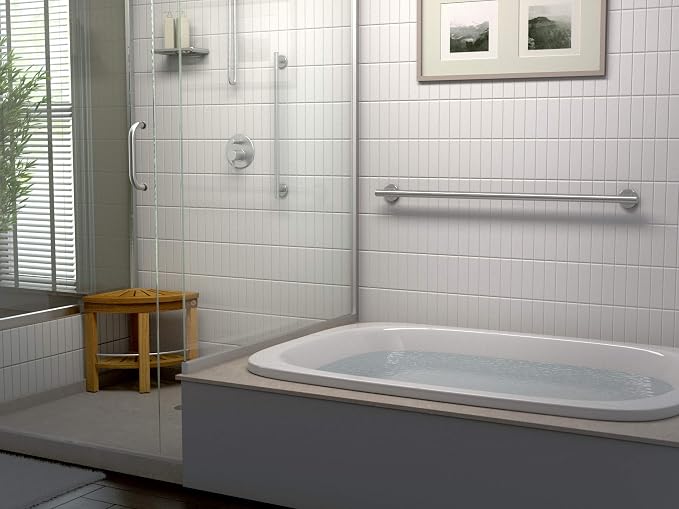 Gatco 889 Latitude II 24" Grip Bar, Satin Nickel / Wall Mounted Slim Grip Bar for Bathroom