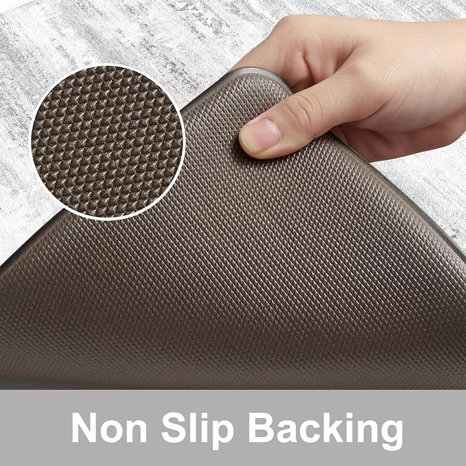 KIMODE Anti Fatigue Kitchen Mats for Floor, Abstract Farmhouse Kitchen Rugs, Cushioned Kitchen Floor Mats, Comfort Standing Mat for Sink, Laundry, Office, Desk Multi-Grey 17"x47"+17"x29"
