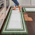 KIMODE Kitchen Mats Cushioned Anti Fatigue, Farmhouse Kitchen Rugs Sets of 2, Non Slip Kitchen Mats for Floor, Comfort Dark Green Kitchen Floor Mats for Home Decor Sink Laundry Desk 17"x47"+17"x29"
