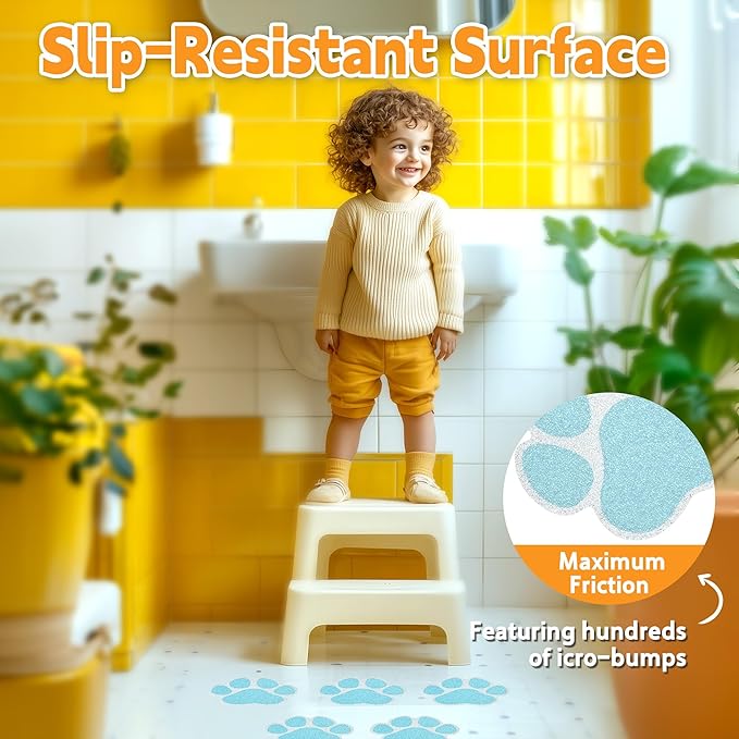 Secopad Non-Slip Bathtub Stickers, 20 Large PCS Safety Bathroom Tubs Showers Treads Adhesive Decals with Premium Scraper (Blue)