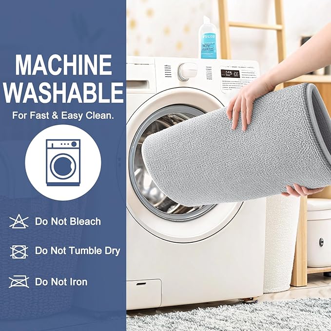 OLANLY Toilet Rugs U-Shaped 24x20, Extra Soft Absorbent Thick Memory Foam Contour Bathroom Rugs, Dry Quickly, Machine Washable, Non-Slip Toilet Bath Mat, Home Decor Accessories, Light Grey