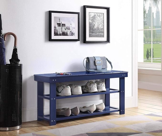 Convenience Concepts Oxford Utility Mudroom Bench, Cobalt Blue