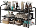 NETEL Under Sink Organizers and Storage,2 Tier Shelf Under Bathroom Sink,Cabinet Organizer with 8 Removable Carbon Steel Panels，Partition Height Adjustable,(27.36-36.02)" W x 12.28" D x 16.93" H