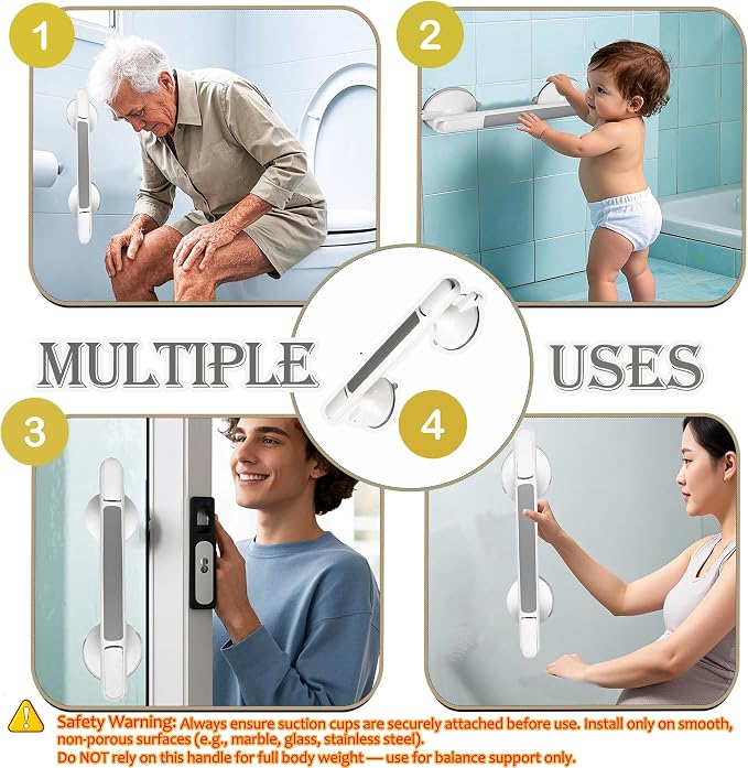Grab Bars for Bathtubs and Showers Handles for Elderly Suction for Wall Handicap Grab Bars Safety