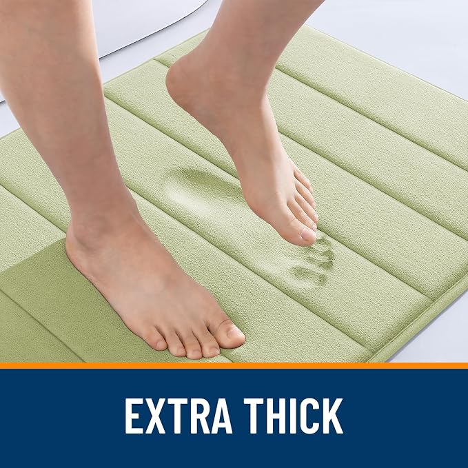 OLANLY Memory Foam Bath Mat 34x21, Super Soft Absorbent Bathroom Rugs, Quick Dry, Machine Washable Shower Floor Rugs, Bathmat Carpet, Bathroom Home Decor Accessories, Vanilla