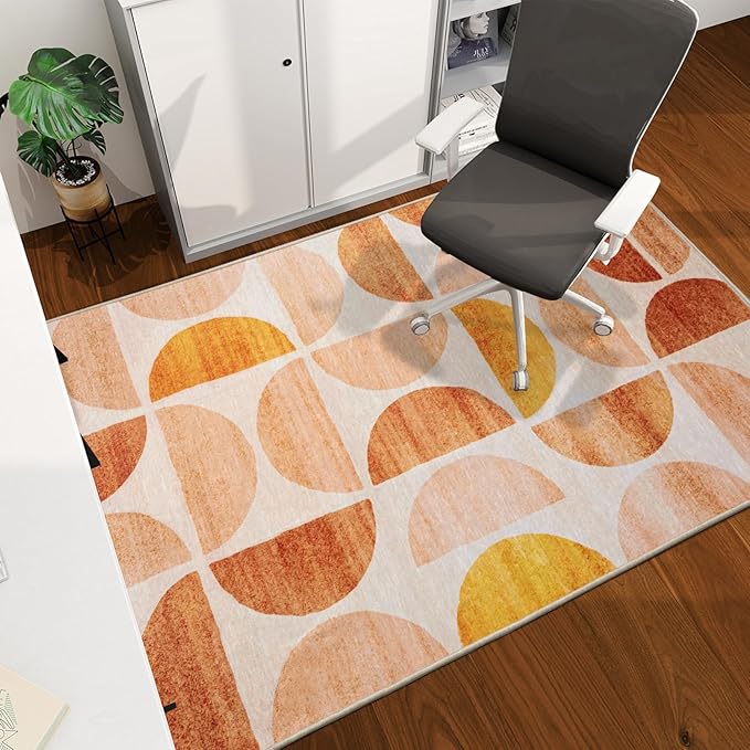 Office Chair Mat for Hardwood Floor, 60"x45" Easy Glide Computer Desk Mat Protector for Rolling Chair Under Desk Rug Nonslip Backing, Machine Wash, (Modern)