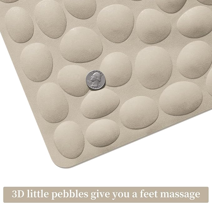 OTHWAY Bathtub Mat Non Slip, Rubber Bath Mat for Kids for Baby, 16x40 inch Large Bath Mats for Bathroom Tub with Strong Suction Cups (Brown)