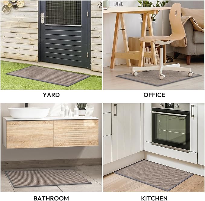 Kitchen Mats for Floor, Kitchen Rugs, Nonskid, Washable, Absorbent Kitchen Runner Rug for in Front of Sink, Entryway, Rubber Backing Indoor Door Mat, Farmhouse Style Standing Mat, 17.3"x28", Grey