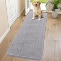 Smiry Dog Door Mat for Muddy Paws 70x24, Absorbent Dirt Trapper, Non-Slip Washable Chenille Entryway Rug for Inside Floor, Light Grey, Classic Solid