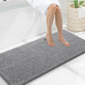 Smiry Luxury Chenille Bathroom Rugs 47x20, Extra Soft and Absorbent Shaggy Bath Mat, Machine Washable, Non-Slip Plush Carpet Runner for Tub, Shower, and Floor, Home Decor Accessories, Grey