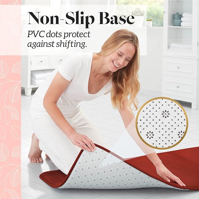 Memory Foam Bath Mat Non Slip Absorbent Super Cozy Velvet Bathroom Rug Carpet (24 inches X 48 inches, Autumn Glaze)