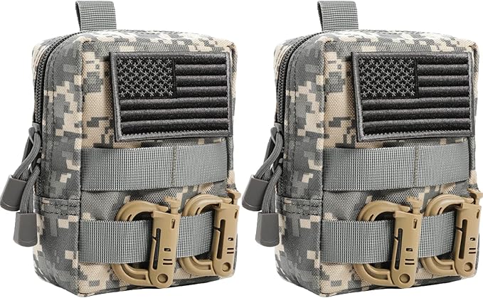 FRTKK 2 Pack Molle Pouches - Tactical Compact Water-Resistant EDC Pouch Bag Small Utility Pouch
