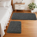 Ophanie Small Rug Washable Non Slip Throw Bedside Area Rugs, Fluffy Soft Mini Bedroom Carpet, 1.5x2.5 and 1.5x4 Rug Set, 2 Piece Grey
