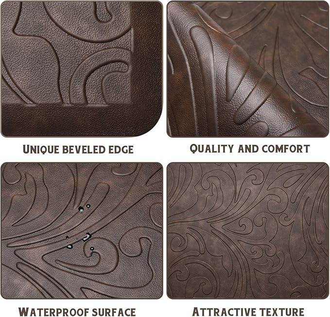 KMAT Kitchen Mat Cushioned Anti-Fatigue Floor Mat Waterproof Non-Slip Standing Mat Ergonomic Comfort Floor Mat Rug for Home,Office,Sink,Laundry,Desk 39"(L) x 20"(W),Brown