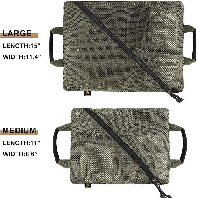 PETAC GEAR Tactical Storage Mesh Pouch Set,Insert Modular Utility Admin Pockets,Travel Organizer EDC Bag