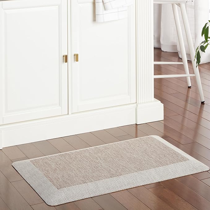 MARTHA STEWART Mira Modern Heathered Anti-Fatigue Air-Infused Kitchen Mat, Coffee Brown, 19.6"x32"