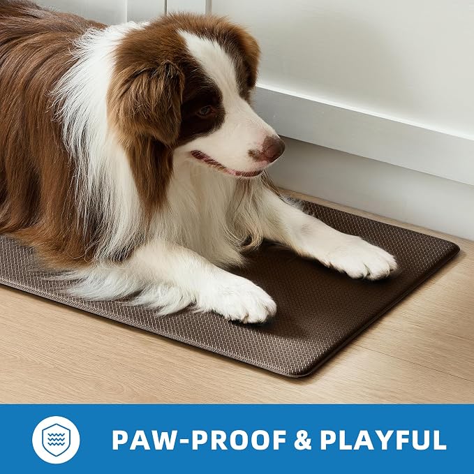 Kitchen Mats for Floor 2 Piece - 17"x29"+17"x59" Anti Fatigue Mats for Kitchen Floor - Non Slip Cushioned Rugs for Standing - Brown