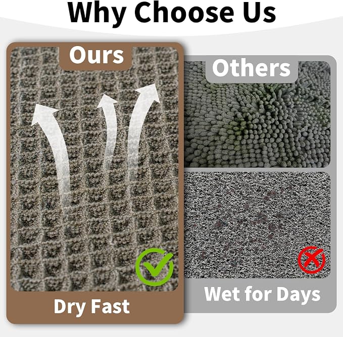 Waffle Bath Mat - Boho Bathroom Rugs Non Slip Washable, Super Absorbent & Quick Dry, Small Bath Mats Farmhouse Bathroom Decor, 18'' x 30'', Olive Green