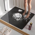 HITSLAM Square Shower Mat, 27 x 27 Inch Non Slip Bath Mat for Tub, Soft PVC Loofah Bathtub Mats with Drain Holes, Quick Drying Bathroom Stall Floor Mat, Bathroom Accessories Without Suction Cup, Black
