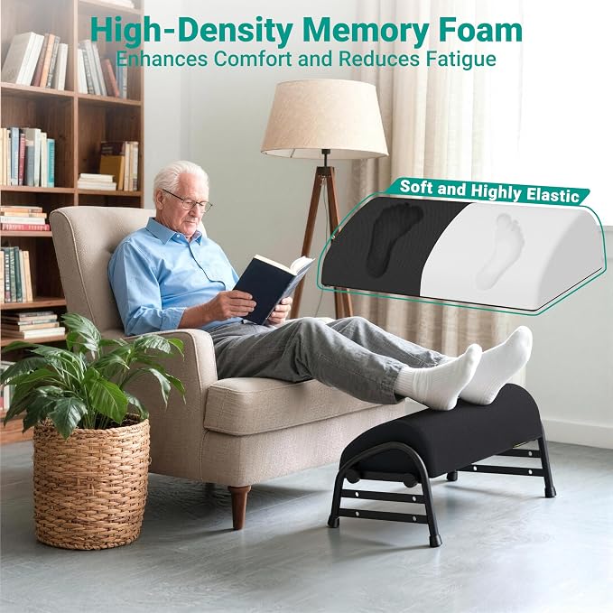 YEASHEIN Adjustable Foot Rest for Under Desk at Work, Ergonomic Foot Stools with 7 Positions, Elevated Cushion Under Desk Footrest with Metal Frame, Leg Rest Used for Home, Car, PC Gaming Accessories