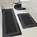 ACCUMTEK Non Slip Bath Mat, Thin Bathroom Rugs Fit Under Door, Quick Dry Bath Mats, Machine Washable Bath Rugs for Bathroom, Bathtub & Kitchen, Bathtub, Black/Bordered/3 Piece