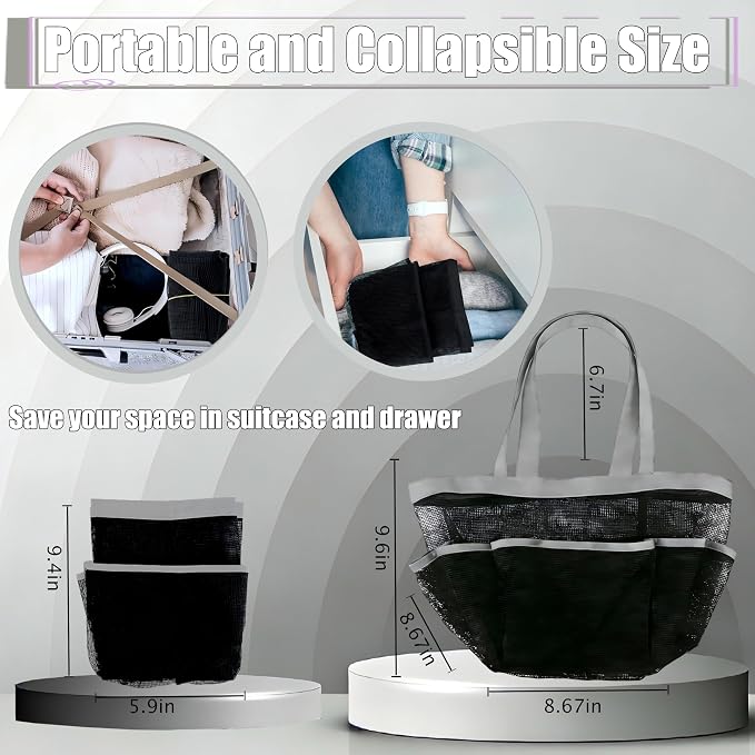 Attmu Mesh Shower Caddy Portable, Quick Dry Hanging Shower Tote Bag for College Dorm Room Essentials, Large Capacity Shower Caddy Dorm for Bathroom Gym Swimming