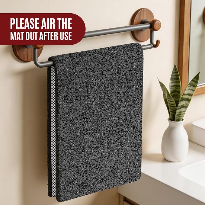 Joyhalo Shower Mat Bathtub Mat Non Slip, Bathmats Non Slip, Quick Drying Foot Scrubber Loofah Mats for Shower, Tub, Bathroom, Home, 47 * 16inch, Black