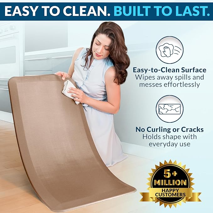 ComfiLife Anti Fatigue Floor Mat – 3/4 Inch Thick Kitchen Mats for Floor, Standing Desk Mat, Kitchen Rug – Comfort at Home, Office – Durable – Stain Resistant – Non-Slip Bottom (20" x 32", Beige)