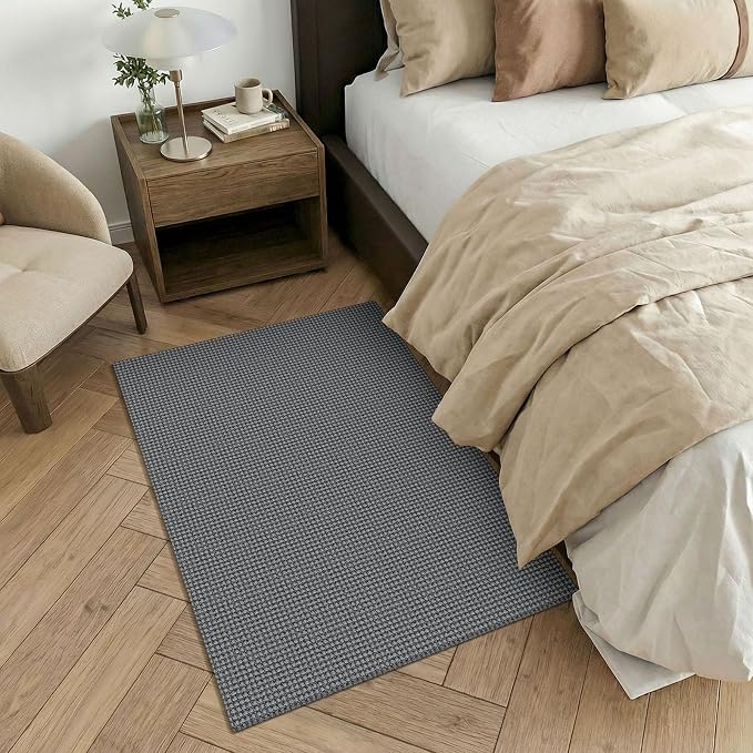KOZYFLY Washable 3x4 Entry Area Rug, Braided Throw Rugs for Entryway, Non Slip Door Mat Indoor Outdoor Entrance, Front Porch Foyer Carpet for Kitchen, mudroom, Bathroom, Grey/Dark Grey