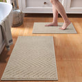 Bathroom Rugs Mat 16x24-2pc Quick Dry Absorbent Non Slip Bath Mat Bath Mats for Bathtub Mat Bathroom Carpet Fit Under Door Washable Floor Bath Rug Brown