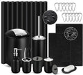 Black Bathroom Accessories Set, 22Pcs Bathroom Sets with Shower Curtain and Rugs, Bathroom Accessories Sets Complete with Trash Can, Non-Slip Bathroom Rugs Super Absorbent