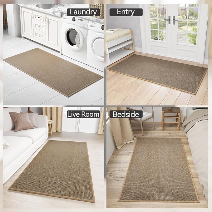 SUMLANS Kitchen Mat, Rubber Backing Cushioned Non Slip Kitchen Rugs for Floor, Absorbent Runner Comfort Standing Mat Rug Washable for Kitchen, Office, Home, 35.4"x71" (Brown)