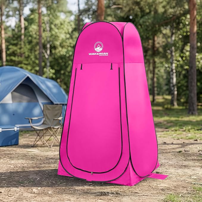 Wakeman Pop Up Changing Tent, 3.3 x 3.3 x 6.2ft, Camping Shower Tent for Portable Toilet Stall or Dressing Room with Carry Bag for Camping, Beach, or Tailgate, Polyester