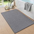 DEXI Bathroom Rugs 32x20, Non Slip Washable Bath Mat, Absorbent Chenille Bathmat, Ultra Soft Thick Carpet for Tub Shower Floor, Grey