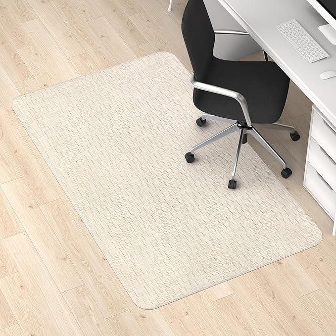 Blvornl Office Chair Mat for Hardwood Floor and Low Pile Carpet, 47.2"x 60" Desk Chair Mat for Hard Wood, Anti-Slip Hard Floor Protector Rolling Chair Mat, PVC Mat Desk Rug for Home, Light Brown