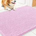 Smiry Dog Door Mat for Muddy Paws 30x20, Absorbent Dirt Trapper, Non-Slip Washable Chenille Entryway Rug for Inside Floor, Pink, Classic Solid