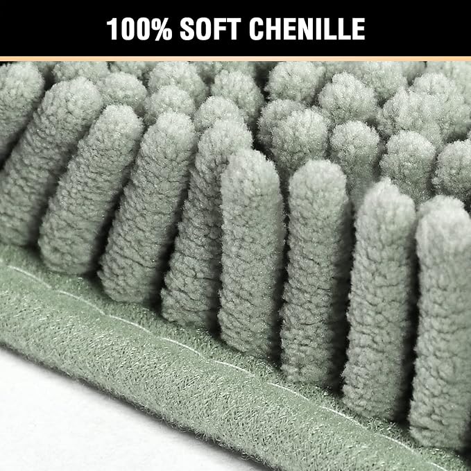 H.VERSAILTEX Bath Mat for Bathroom Non Slip Luxury Chenille Ultra Soft Bath Rugs 24x36 Absorbent Non Skid Shaggy Rugs Washable Dry Fast Plush Area Carpet Mats for Indoor, Bath Room, Tub - Sage