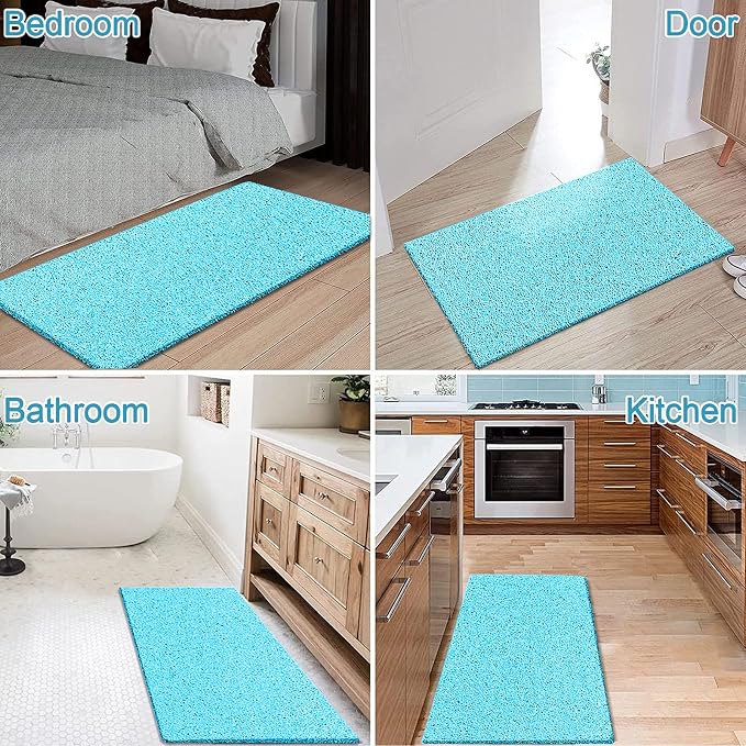 godehone Shower Mats Non Slip Without Suction Cups, PVC Loofah Bathroom Mats, Loofah Mats for Shower and Bathroom, Quick Drying, 23.6× 47.2 Inch, Turquoise Blue