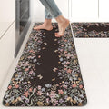 KIMODE Anti Fatigue Kitchen Mats for Floor, Farmhouse Black Kitchen Rugs Sets of 2, Summer Cushioned Kitchen Floor Mats, Comfort Standing Mats for Sink Laundry Office Desk 17"x47"+17"x29"