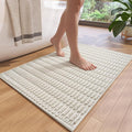 Non-Slip Bath Mat with Rubber Backing, Washable Thin Bath Mats for Bathroom Floor, Absorbent Bathroom Rugs, Quick Dry, Fits Under Door Beige 24x36