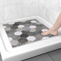 Square Shower Mat Non Slip: 24x24 Inch Shower Floor Mat with Drain Hole in Middle, Super Soft and Comfortable PVC Loofah Massage Bath Mat for Shower, Anti Slip Shower Stall Mat, Quick Drying