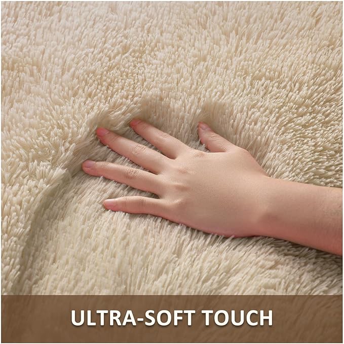 Ophanie 2x8 Runner Rug for Hallway, Upgrade Non-Slip Fluffy Soft Bedside Rugs, Bedroom Living Room Beige Shaggy Carpet for Kids Girls Boys Dorm Nursery Home Decor Aesthetic